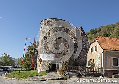 Round tower Southeast corner, fortified church of St. Michael Editorial Stock Photo