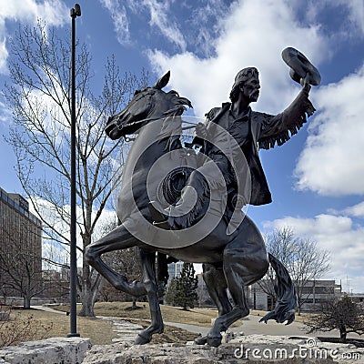 Trail boss of Wagon Train in 'Pioneer Courage' in Pioneer Courage Park in Omaha, Nebraska. Editorial Stock Photo