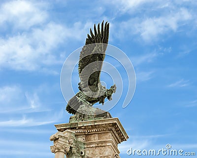 Turul bird statue, Royal Castle, Budapest, Hungary Editorial Stock Photo