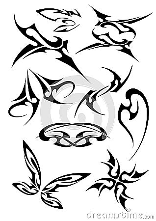 Pictures of different tattoos Vector Illustration