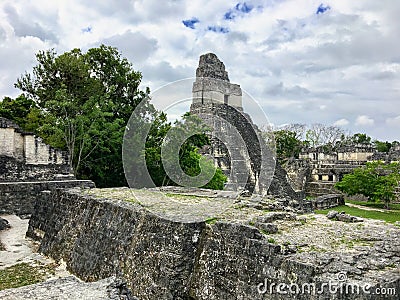 Pictures of the Tikal ruins, ancient Mayan ruins deep in rainforests Stock Photo