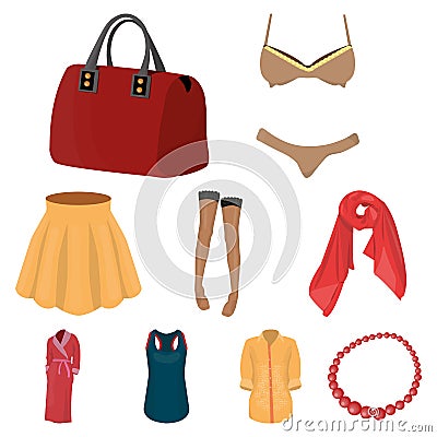 Pictures about types of women`s clothing. Vector Illustration