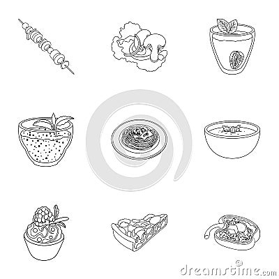 Pictures about vegetarianism. Vegetarian dishes, food vegetarian. Vegetables, fruits, herbs, mushrooms. Vegetarian Vector Illustration