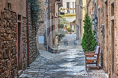 Picturesque alley in Montecatini Alto Stock Photo