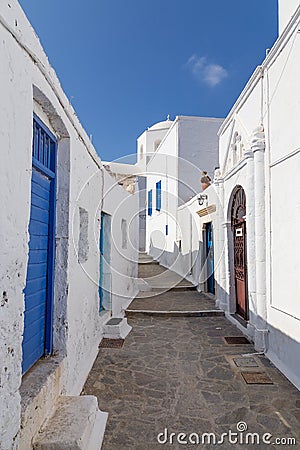 Picturesque alley in Plaka village, Milos island, Greece Stock Photo