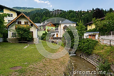 Picturesque alpine mountain town Muhlbach am Hochkonig. Stock Photo