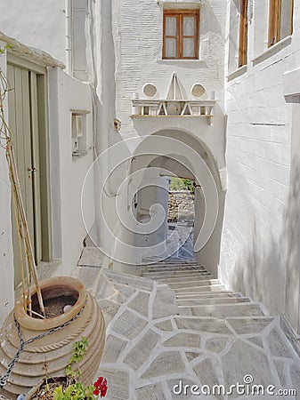 Picturesque alley in a Mediterranean island Stock Photo