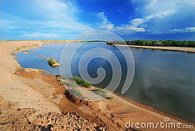 Picturesque bank of the river Yenisei Stock Photo