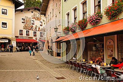 Picturesque buildings in the old town. Berchtesgaden.Germany Editorial Stock Photo