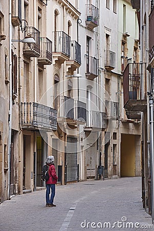 Picturesque city center of La Bisbal. Baix Emporda, Catalonia. Spain Stock Photo