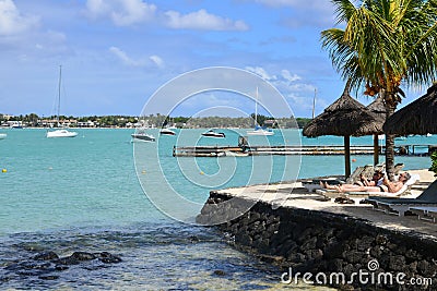 Picturesque city of Grand Bay in Mauritius Republic Editorial Stock Photo