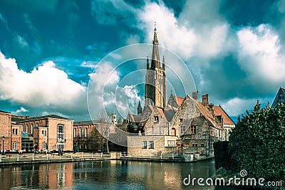 The picturesque city landscape in Bruges, Belgium Stock Photo