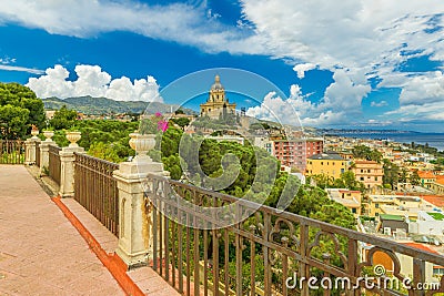 Picturesque cityscape of Messina. View from the balcony of Santuario Parrocchia S.Maria Di Montalto at The Cathedral of Messina Stock Photo