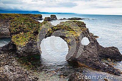 Picturesque cliffs Arnastapi Stock Photo