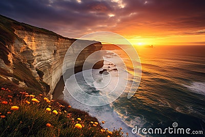 Picturesque coastal cliffs by the sea Stock Photo
