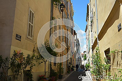 The picturesque and colorful streets of the old town of Marseille, in summer. France. Editorial Stock Photo