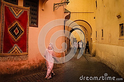 Picturesque corner in the medina. Marrakesh. Morocco Editorial Stock Photo