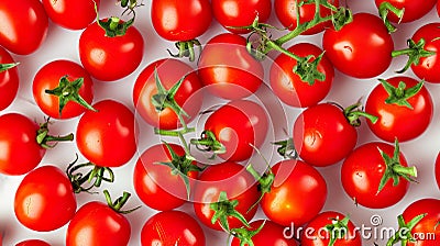 Picturesque Delights: Radiant Cherry Tomatoes Captured in a Breathtaking Top View, Perfectly Framed Stock Photo