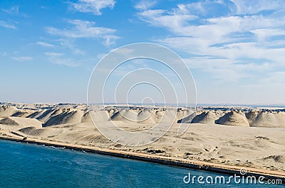 The picturesque desert landscape of eastern sides of the Suez Canal Stock Photo