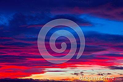 Picturesque dramatic colorful vibrant sunset sky with clouds Stock Photo