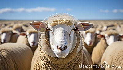 Picturesque ecological domestic farm with magnificent rams and adorable lambs at the factory Stock Photo