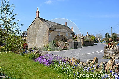 Picturesque English village street scene, East Chinnock Stock Photo