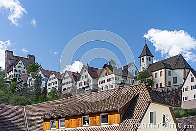 Picturesque historic german village on hill Stock Photo