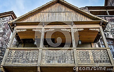 Picturesque houses . Armenia . Dilijan . Editorial Stock Photo