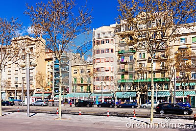 Picturesque houses La Barceloneta. Barcelona Editorial Stock Photo