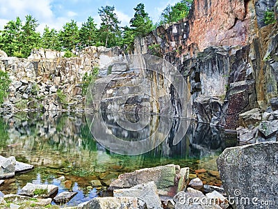 Picturesque lake in the ancient stone quarry Stock Photo
