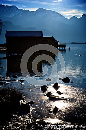 Picturesque lake and mountains Stock Photo