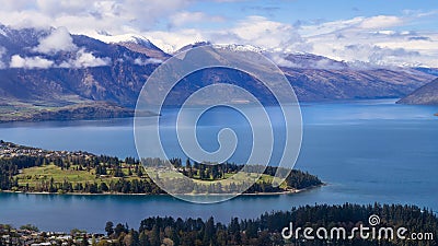 Picturesque Lake Wakatipu, Queenstown, New Zealand Stock Photo