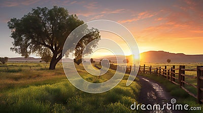 Picturesque landscape, digital illustration artwork, nature, landscapes Cartoon Illustration