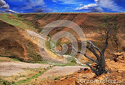 Picturesque landscape slopes plateau Ustyurt Stock Photo