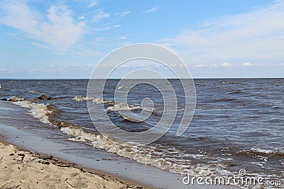 Picturesque, large lake with waves for summer holidays Stock Photo