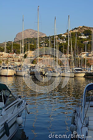 Picturesque Mediterranean harbour scene, early morning Editorial Stock Photo