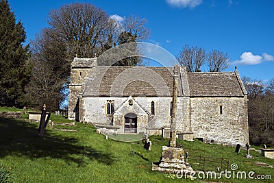 Picturesque old church, Duntisbourne Rouse, Cotswolds, UK Stock Photo