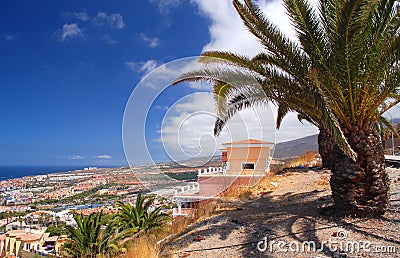 Picturesque outstanding landscape of beautiful resort playa de las americas on tenerife, spain Stock Photo