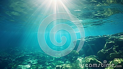 Picturesque panoramic underwater view. AI Generative Stock Photo