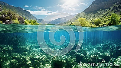 Picturesque panoramic underwater view. AI Generative Stock Photo