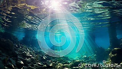 Picturesque panoramic underwater view. AI Generative Stock Photo