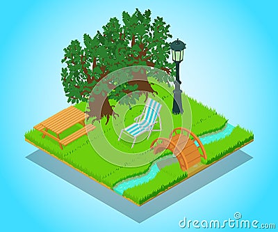 Picturesque place concept banner, isometric style Vector Illustration