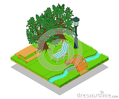 Picturesque place concept banner, isometric style Vector Illustration