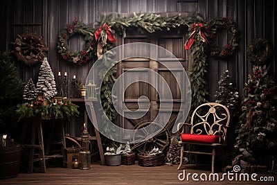 Picturesque Rustic christmas background. Generate Ai Stock Photo