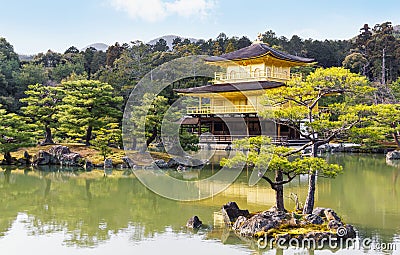 Picturesque scenery of famous Golden Pavilion temple in Kyoto Japan Stock Photo