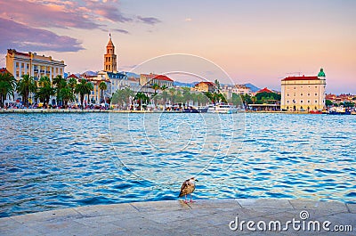 Picturesque scenery of the waterfront and harbor in Split, Croatia. Stock Photo