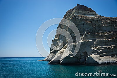 Picturesque sea landscape and white rocks at Kleftiko, Milos, Gr Stock Photo