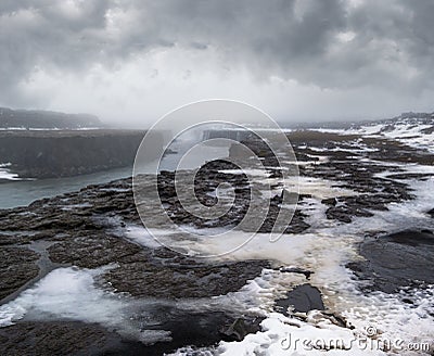 Picturesque Selfoss autumn dull day view, north Iceland Stock Photo