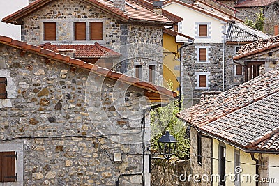 Picturesque stone village. Santa Maria Valdeon. Castilla y Leon. Spain Stock Photo