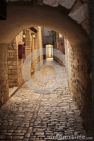 Picturesque street in the old town. Trogir. Croatia Stock Photo